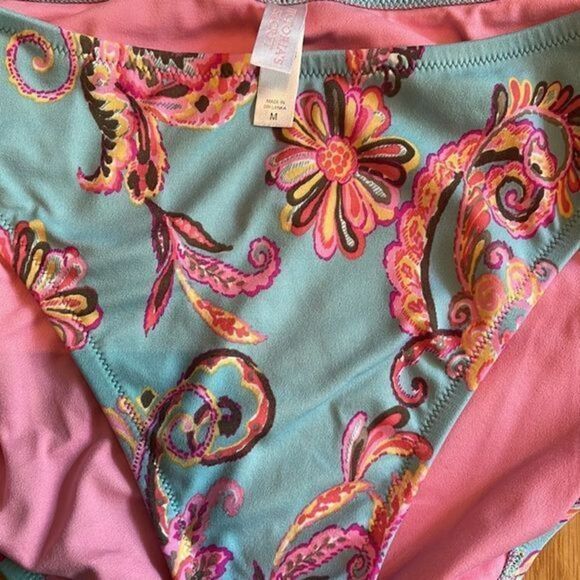 🔹5/$25🔹 VICTORIA’S SECRET Blue and Pink Floral BIKINI‎ BOTTOM Size Medium - Picture 6 of 8